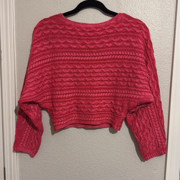 Anthropologie Pilcro Dolman Sleeve Scoop Neck Cable Knit Cropped Sweater - Picture 5 of 5
